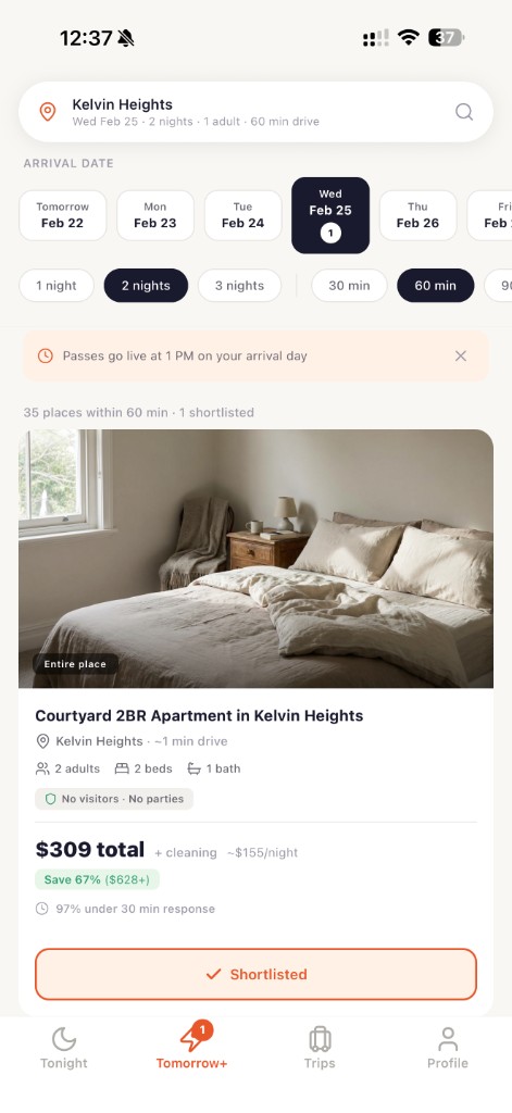 Tomorrow+ feed showing shortlisted properties